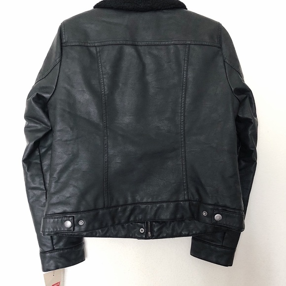 New LEVI’S Faux Leather & Shearling Trucker Jacket - Picture 3 of 8